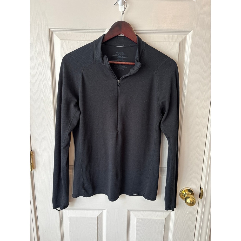 Patagonia Capilene 2 Quarter Zip Mens M Black Excellent Polartec Base Layer